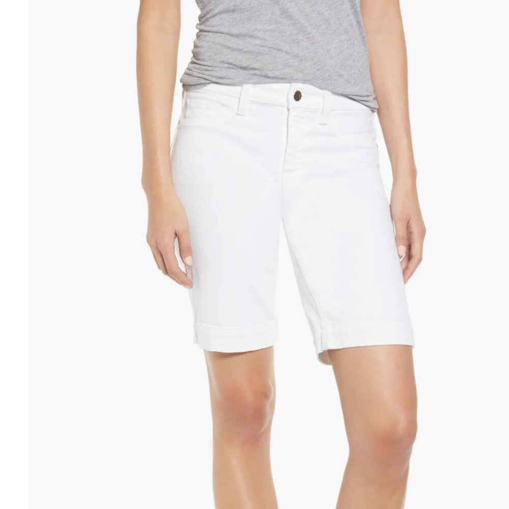 NWT  JEN7 by 7 For All Mankind High Waist Denim Bermuda Shorts White 12